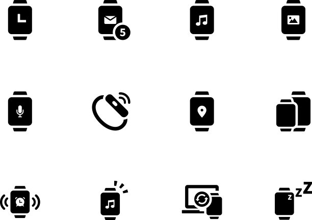 智能手表图标上的白色背景图片下载