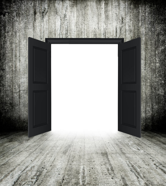 概念形象的白色打开门。视角。未来图片下载