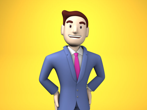 腰部以上的微笑商人在黄色的背景图片下载