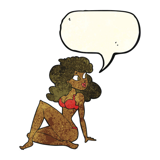 卡通性感女人在内衣与讲话气泡图片下载