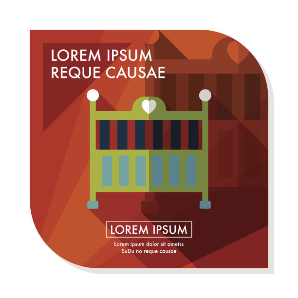 婴儿摇篮床与长影子的图标，eps10图片下载