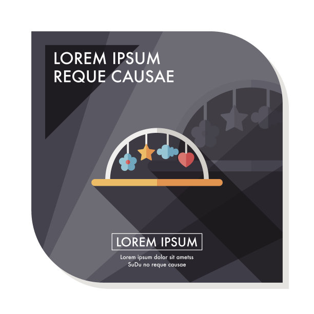 婴儿床悬挂玩具平面图标与长影子，eps10图片下载