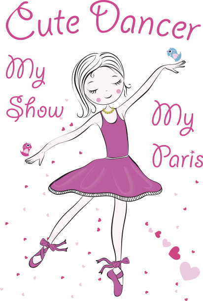 快乐小仙女芭蕾舞者插画图片下载
