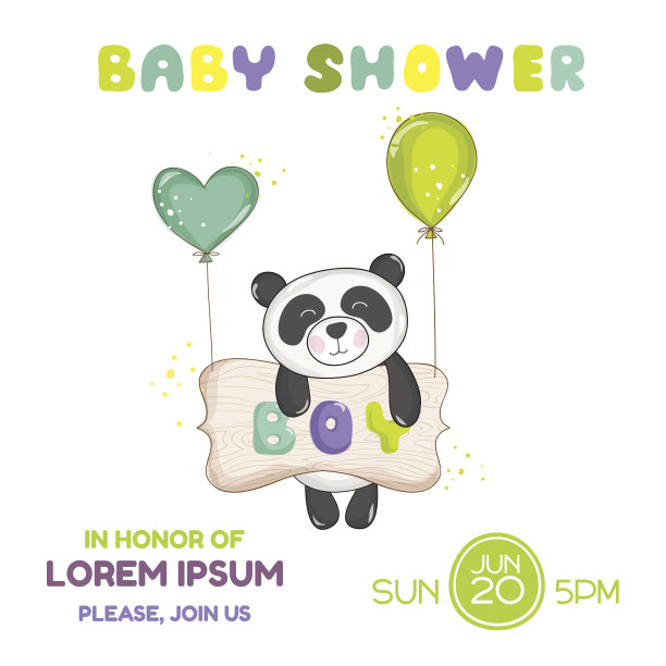 宝宝送礼会或到达卡-熊猫宝宝图片下载