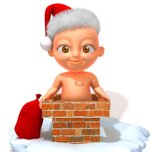圣诞老人杰克宝宝3d插画图片下载
