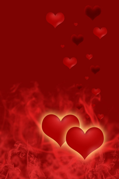 两颗闪耀着金色光芒的心图片下载