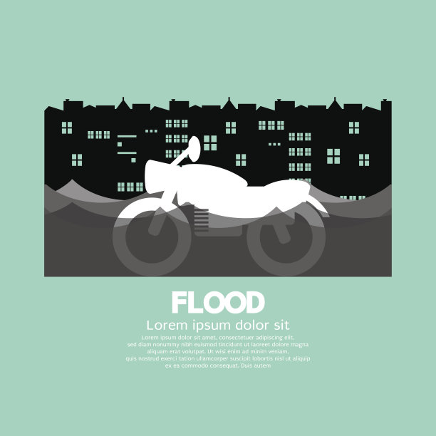 洪水中的摩托车图片下载