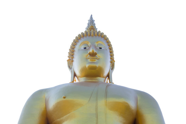 泰国寺庙的金色大佛，以白色为背景图片下载