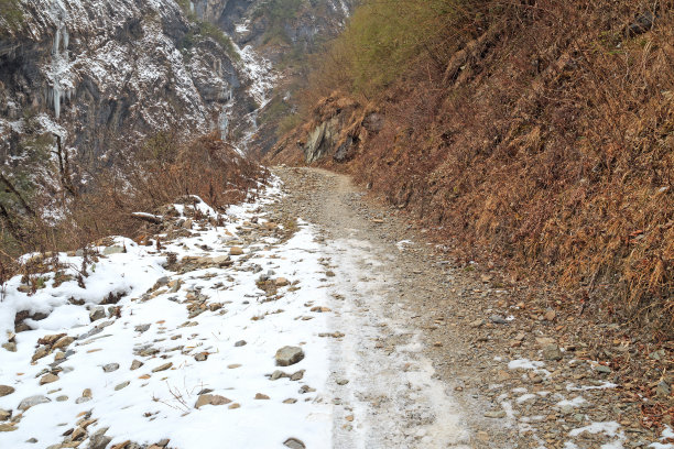 登山路上有雪图片下载