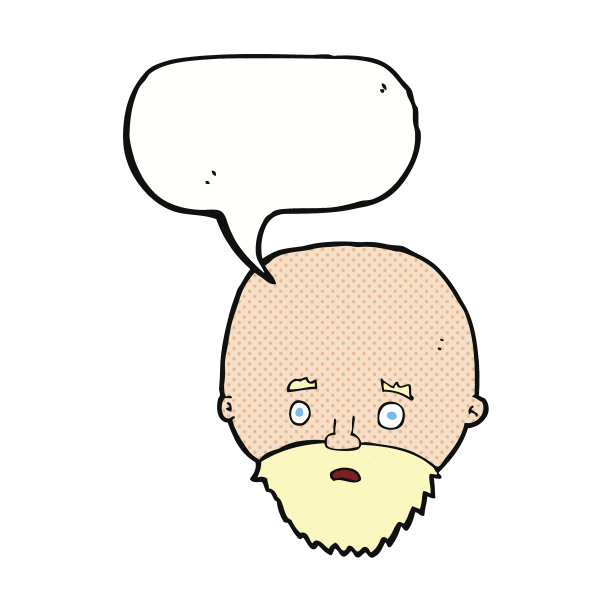 卡通震惊男人胡子与言语泡泡图片下载