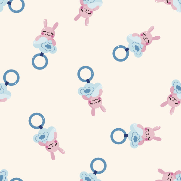 婴儿摇铃，卡通无缝图案背景图片下载