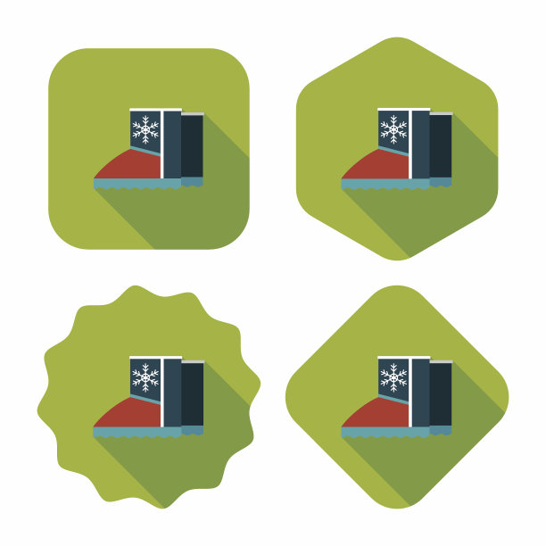 冬季平底靴图标与长影子，eps10图片下载