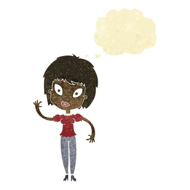 卡通美女与思想泡泡图片下载