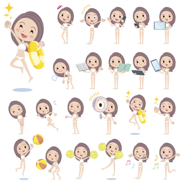 长发女人高领比基尼泳装款式2图片下载