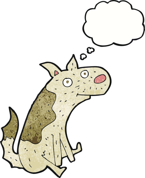 卡通看家狗带着思想泡泡图片下载