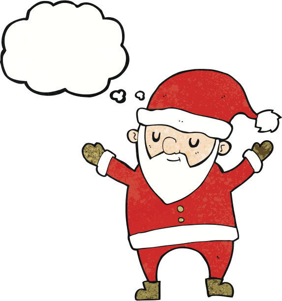 卡通圣诞老人与思想泡泡跳舞图片下载
