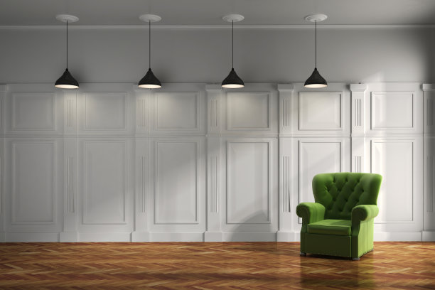 复古室内和扶手椅的3d渲染图片下载