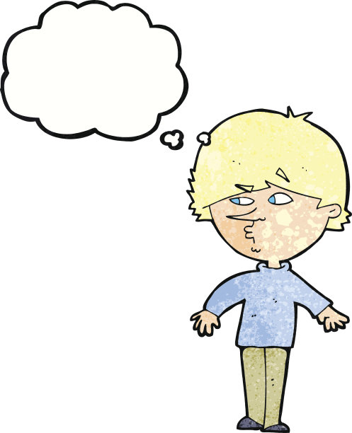 卡通人物回头张望，带有思考泡泡图片下载
