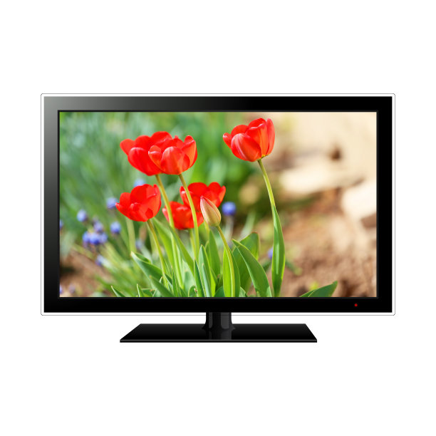 电视孤立，屏幕上有花图片下载