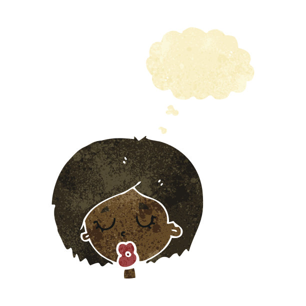 闭着眼睛的卡通女人的思想泡泡图片下载