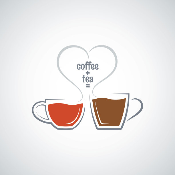 咖啡和茶的爱情概念矢量背景图片下载