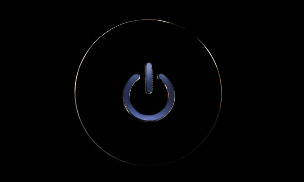 电源按钮蓝色，黑色图片下载