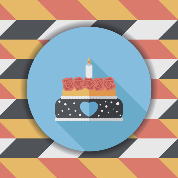 情人节蛋糕和长阴影的图标，第10集素材图片