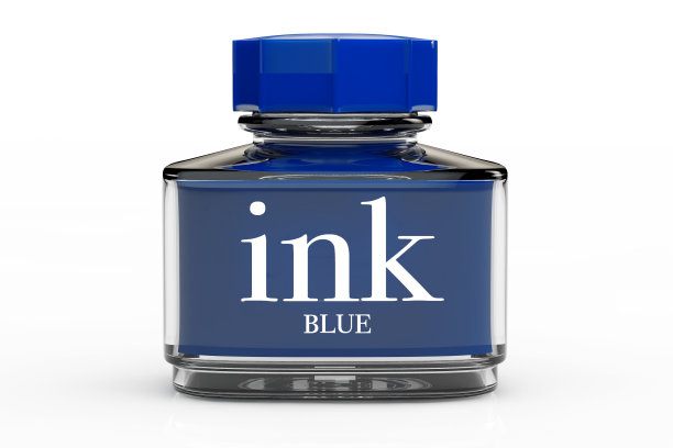 蓝色墨水瓶子图片下载