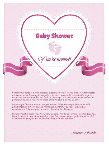 粉色婴儿送礼会的短信邀请图片下载