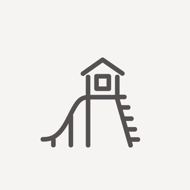 带滑梯儿童游戏室细线图标图片下载