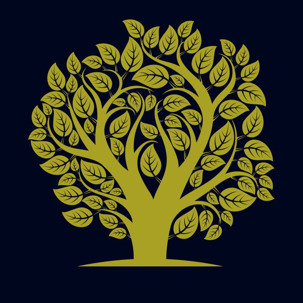 艺术风格化的自然符号，创意树的插画。图片下载