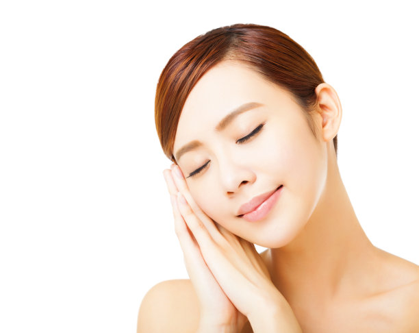 特写美丽的年轻女子的脸素材图片