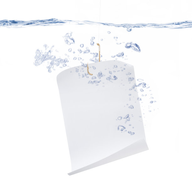 挂在鱼钩上的纸标牌图片下载