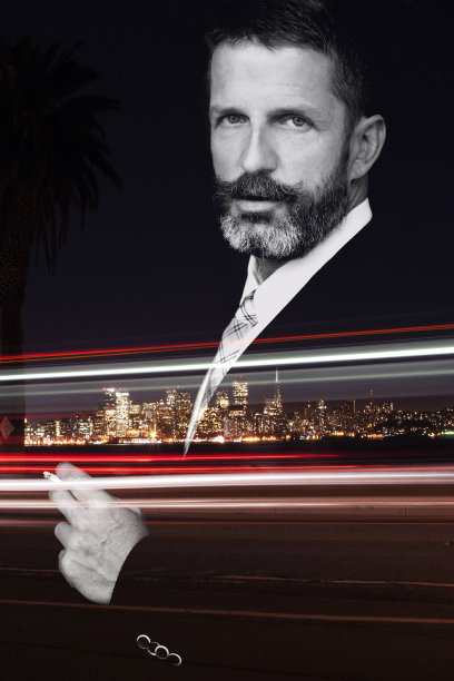 人与天际线的双重曝光图片下载