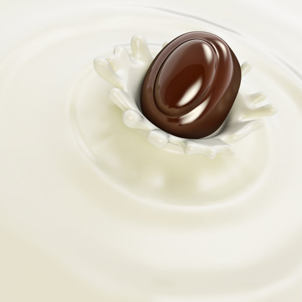 巧克力糖果落入牛奶中图片下载