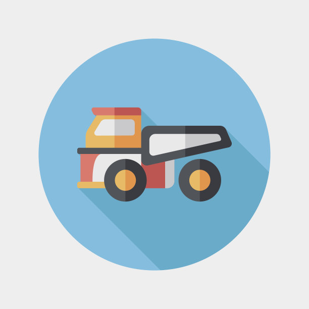 运输卡车平面图标与长影子，eps10图片下载