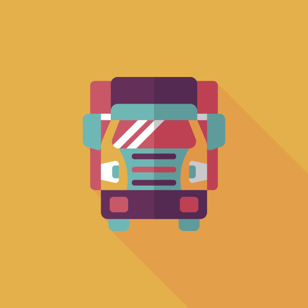 运输卡车平面图标与长影子，eps10图片下载