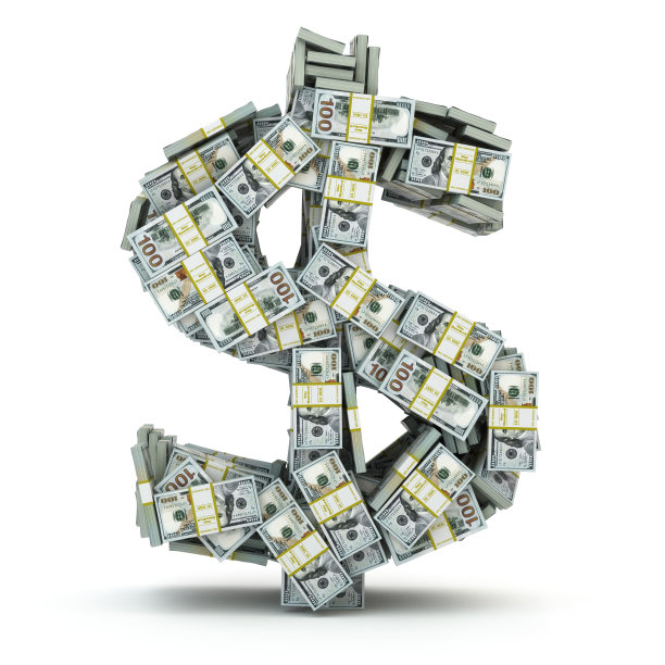 美元符号从钱包孤立在白色。图片下载