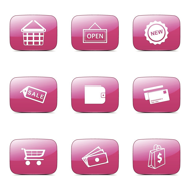 购物标志方形矢量粉色图标设计集2图片下载