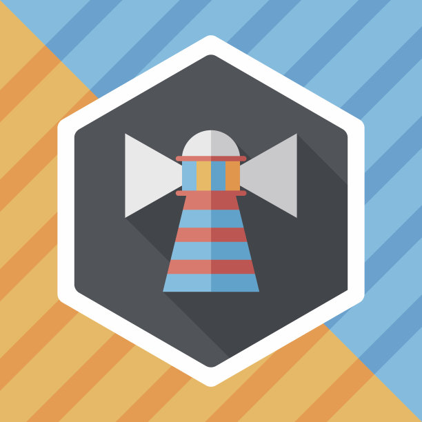 灯塔平面图标与长影子，eps10图片下载