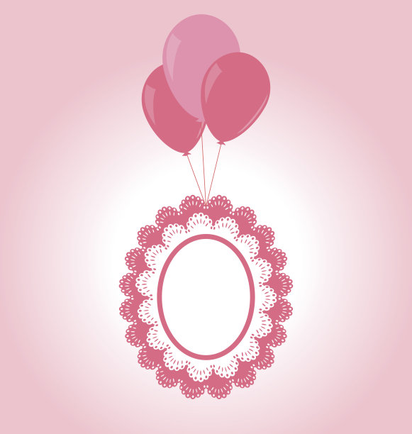 蕾丝粉色婴儿框架上的空气球图片下载