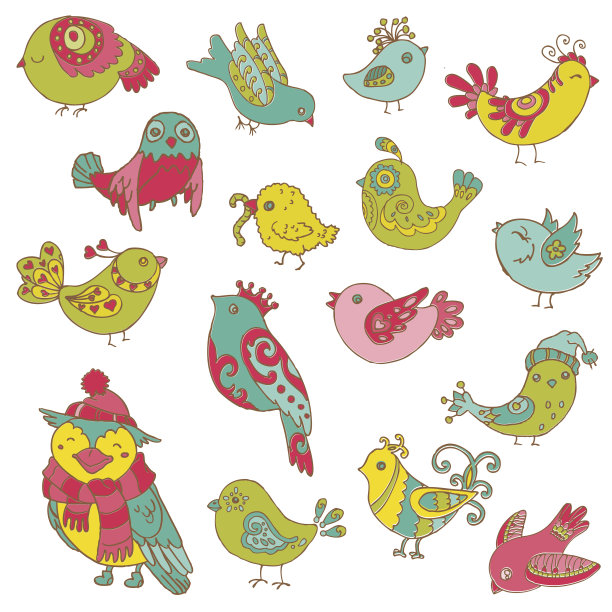 卡通小鸟涂鸦图片下载