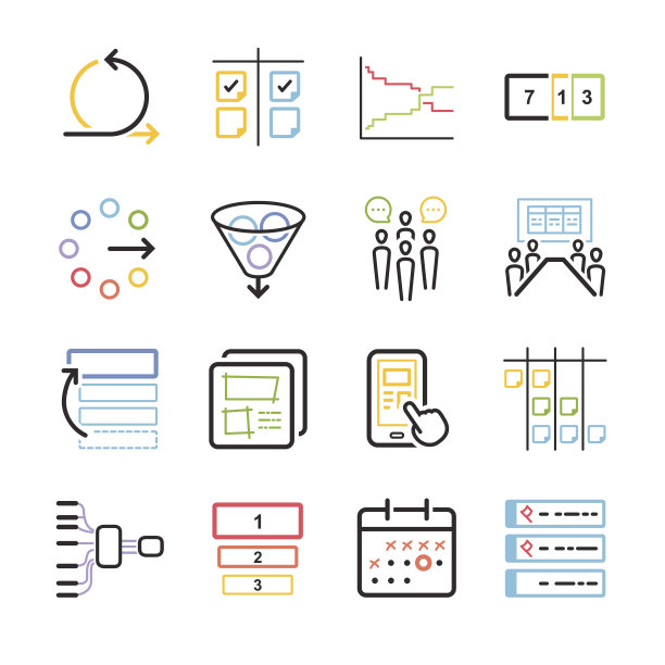 股票矢量插图:敏捷图标集图片下载