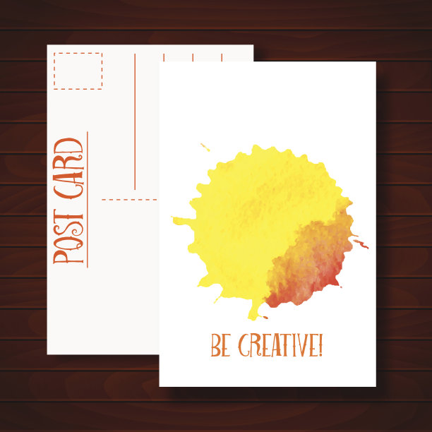 明信片与水彩抽象背景。图片下载