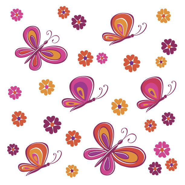 夏天的背景与蝴蝶和花。图片下载