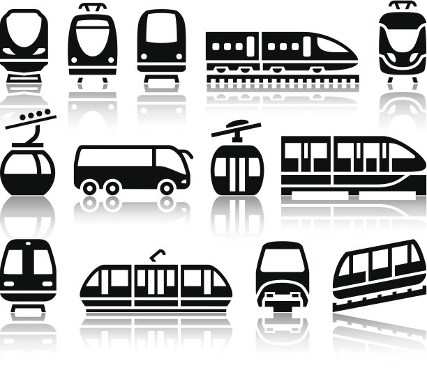 乘客和公共交通的黑色图标图片下载