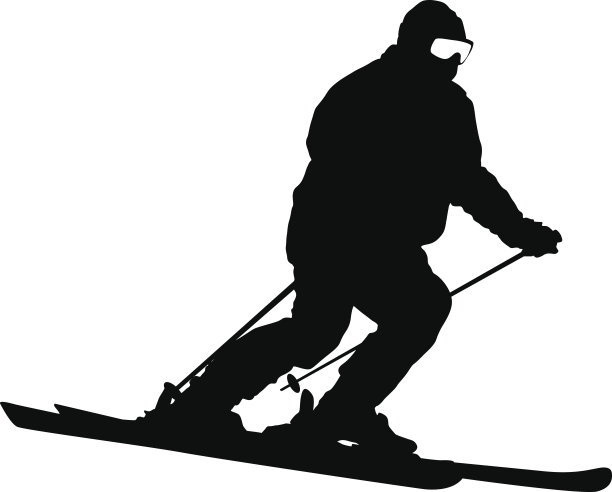 滑雪者快速下坡。图片下载