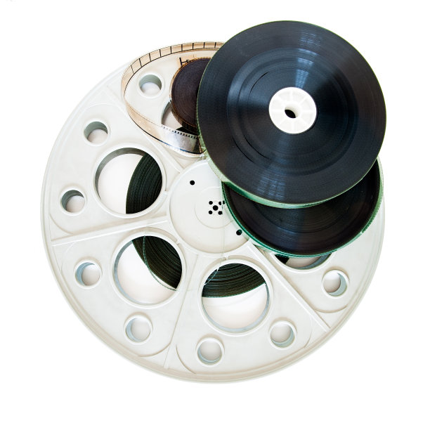 不同的35毫米电影卷轴孤立在白色图片下载