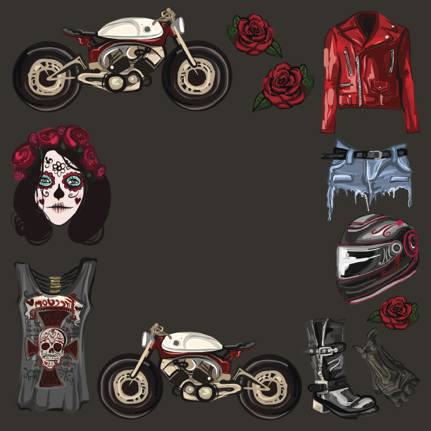 摩托车时尚骑手数字水彩图片图片下载