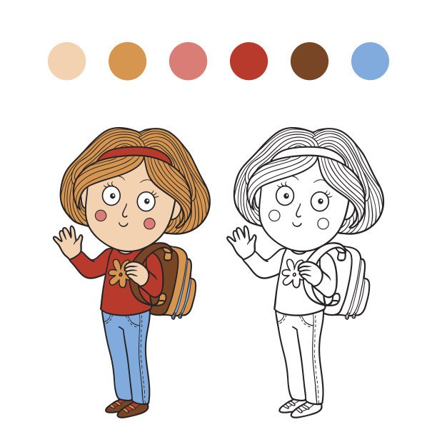 彩色书(女孩)图片下载